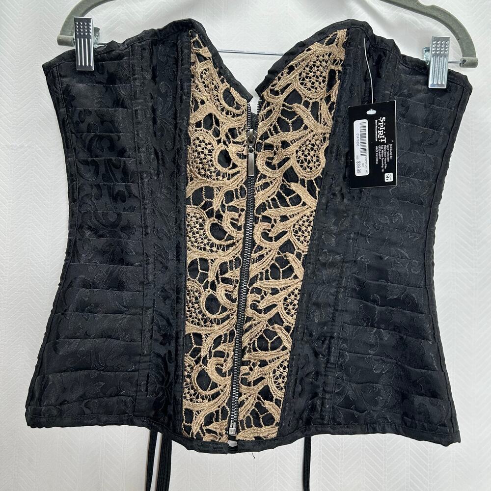 Spirit black bustier lace up medium NWT Halloween costume gothic grunge